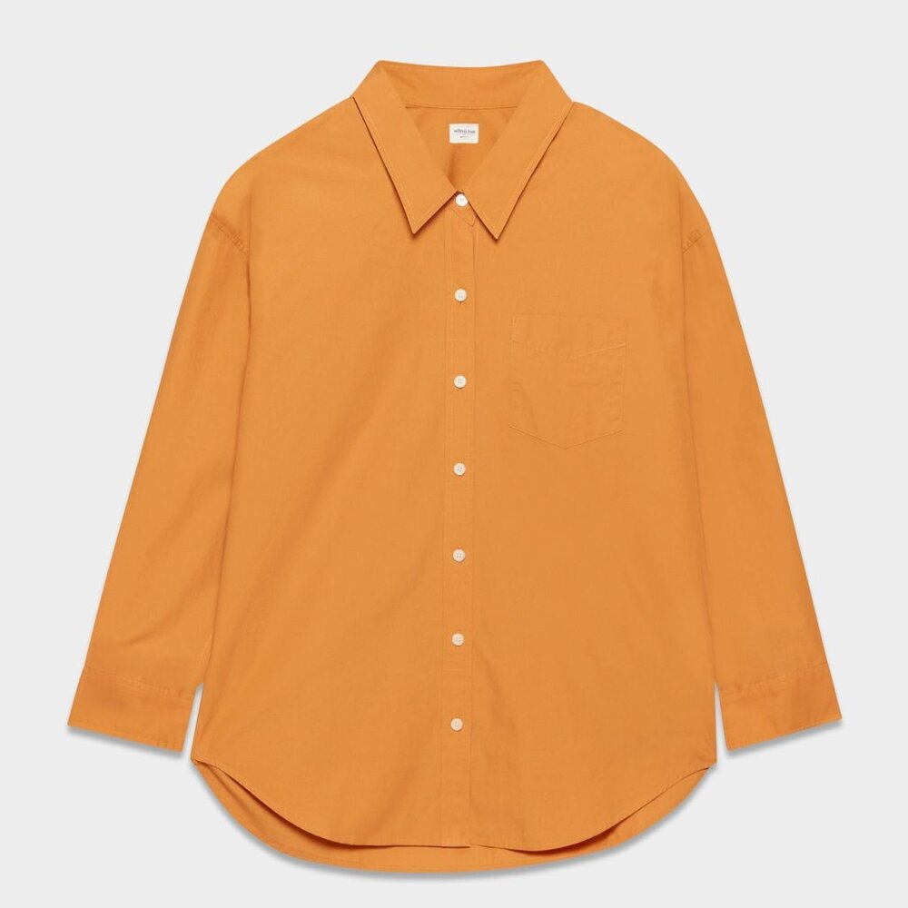 NWT Aritzia Babaton Relaxed Poplin Shirt Amber Orange XS